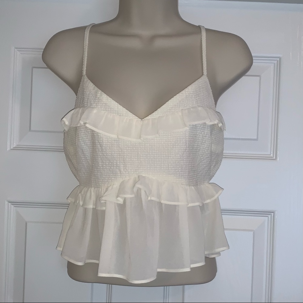 Le Lis Noodle Strap Ruffle Top
